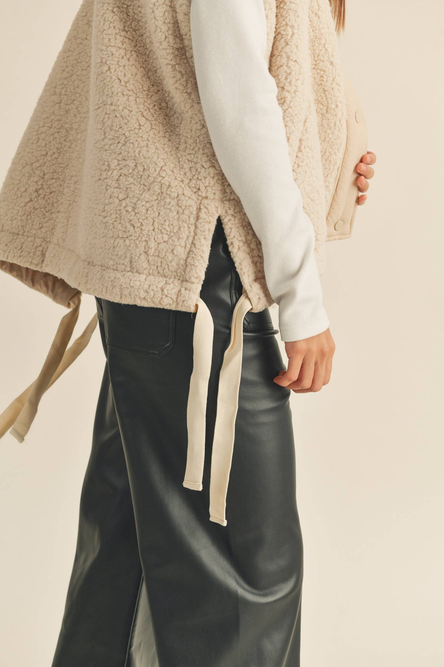 Olive Teddy Sherpa Oversized Vest