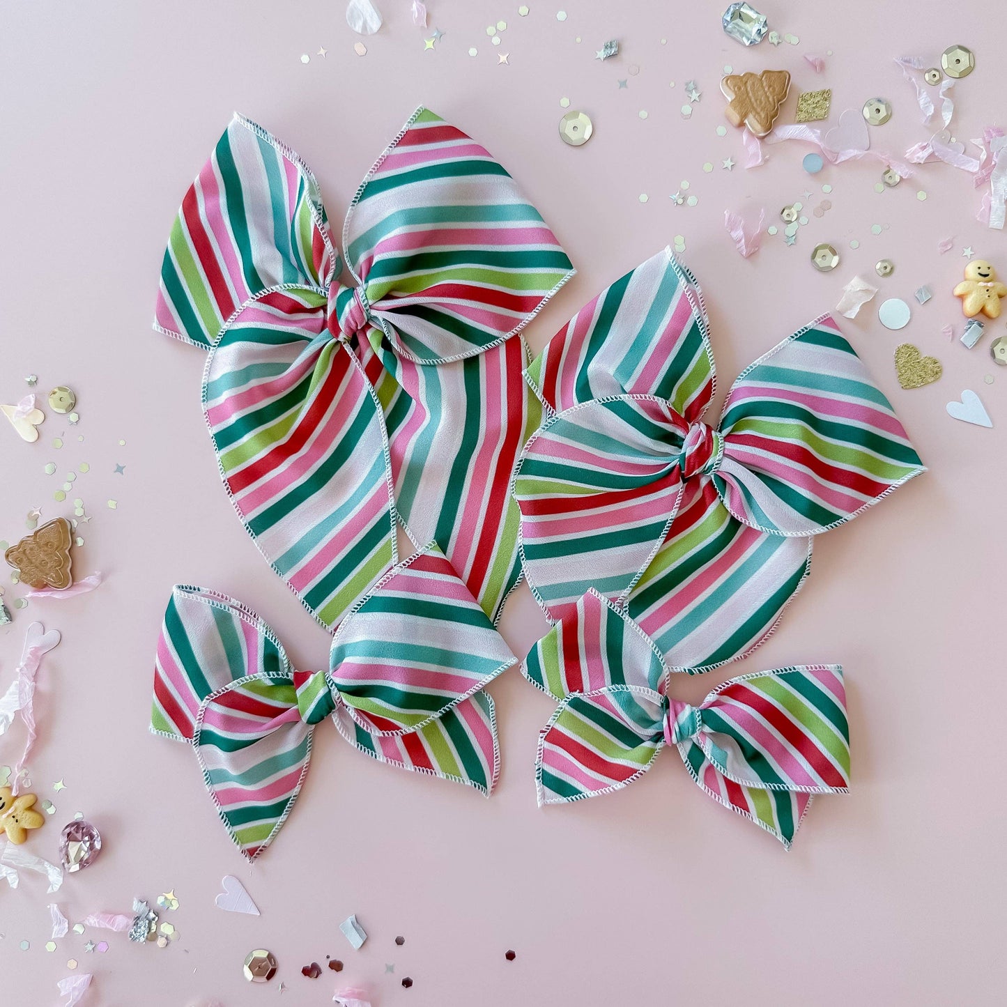 Christmas Diagonal Stripe Bow