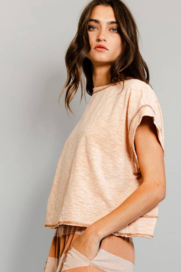 Open Back Reverse Stitched Crop Top