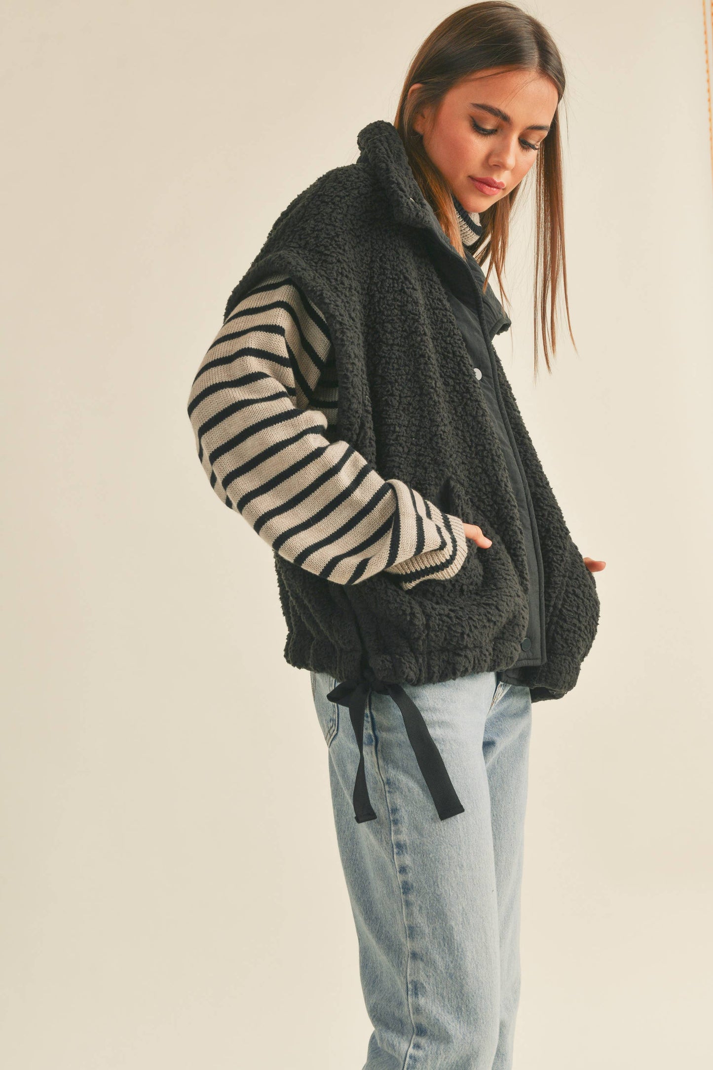 Olive Teddy Sherpa Oversized Vest