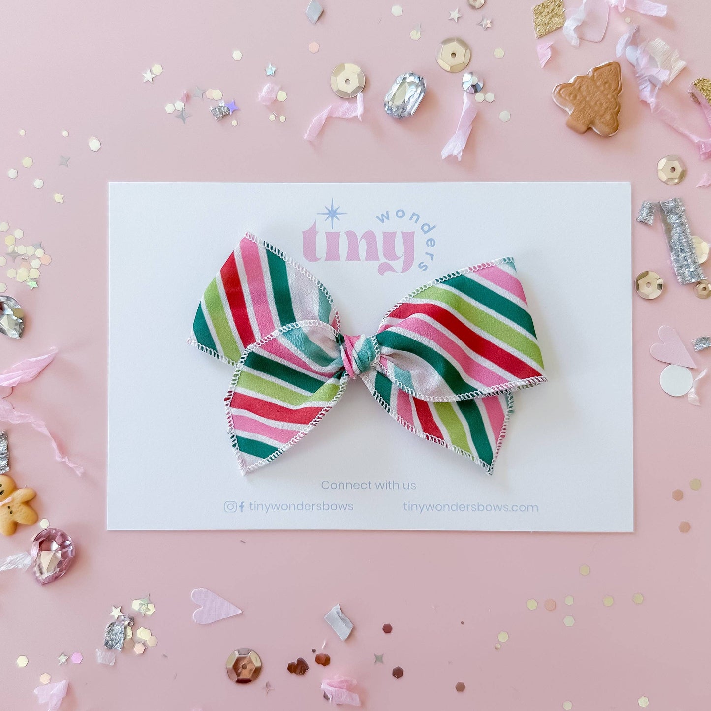 Christmas Diagonal Stripe Bow
