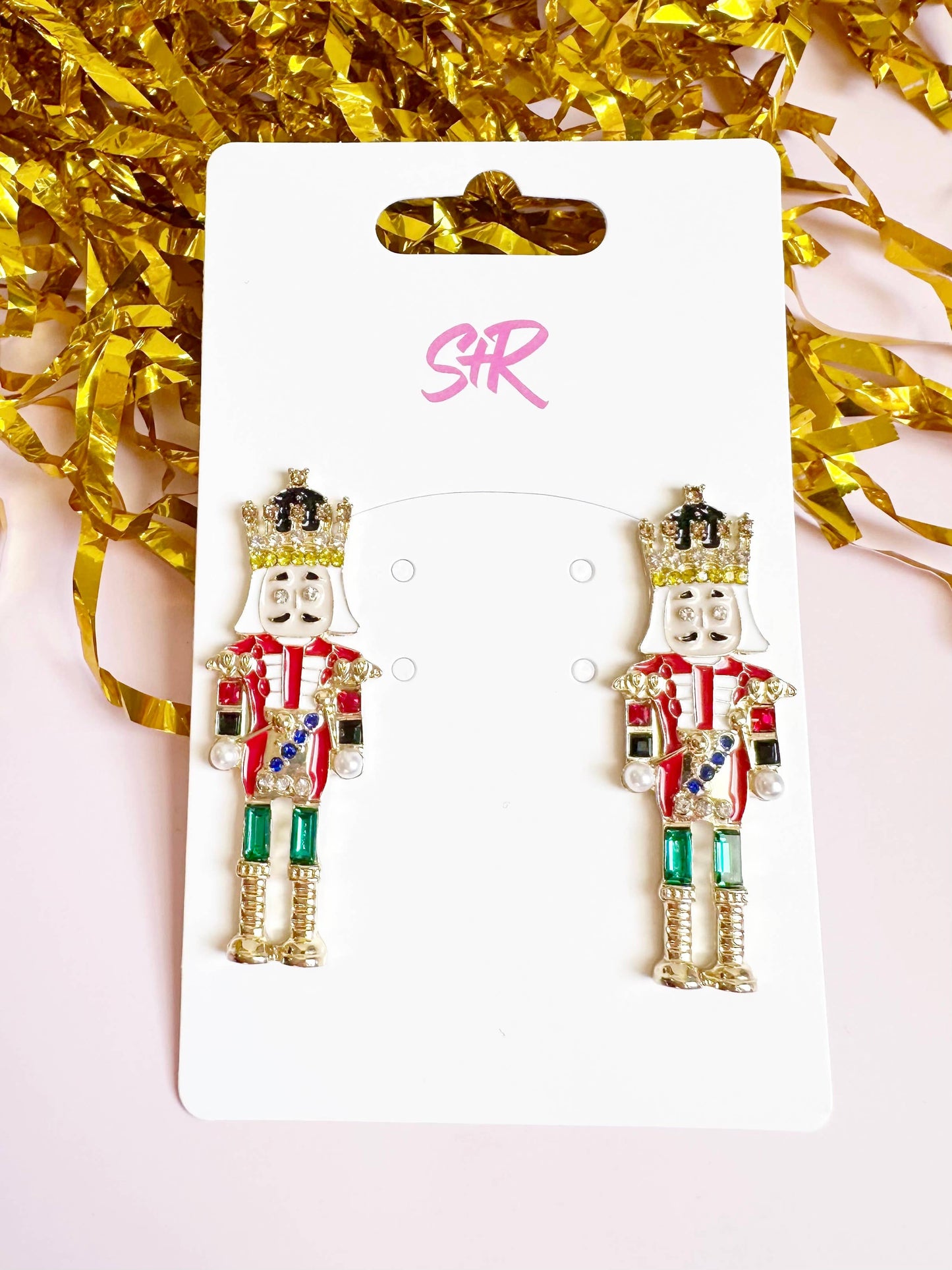 Large Traditional Enamel Nutcracker Stud Earrings