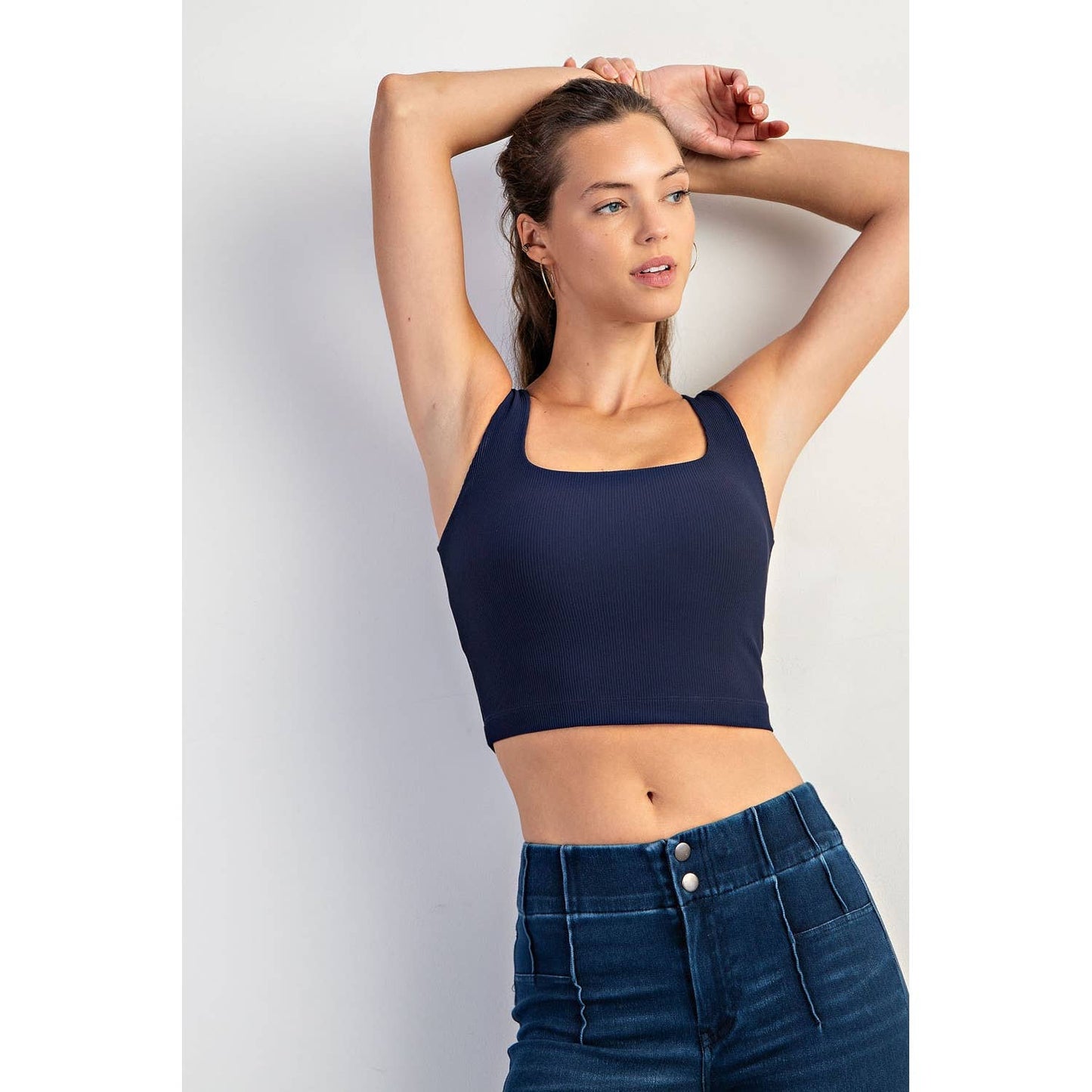 Nylon Rib Squareneck Crop