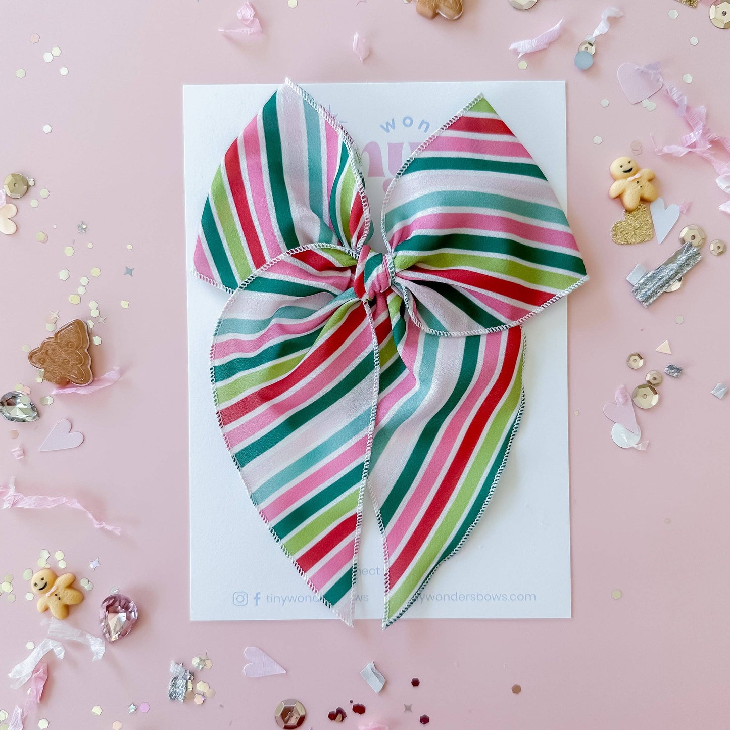Christmas Diagonal Stripe Bow