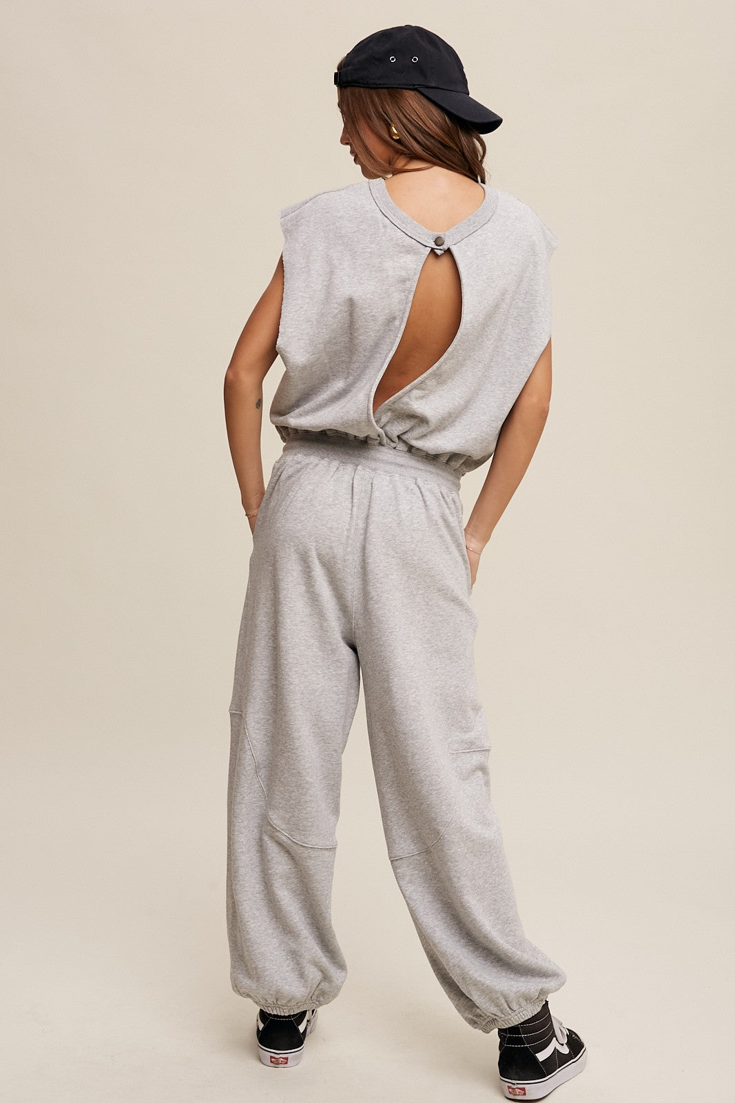 French Terry Open Back Jumpsuit