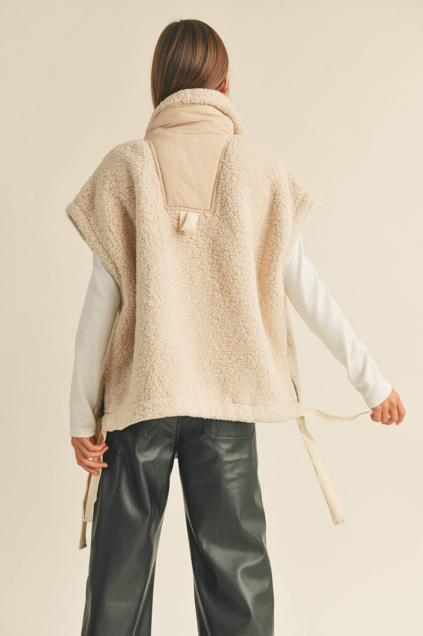 Olive Teddy Sherpa Oversized Vest