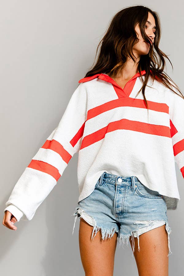 Collared Contrast Top