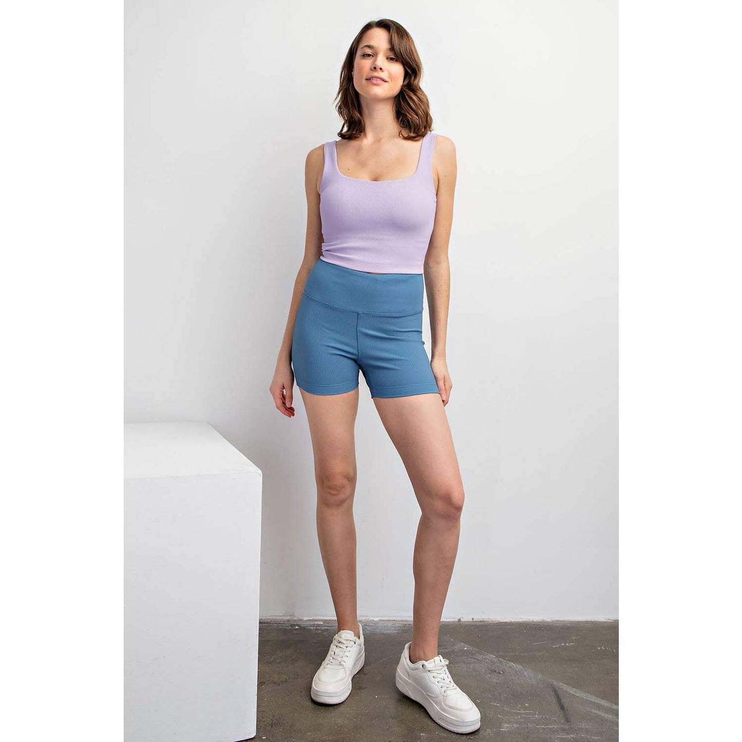 Nylon Rib Squareneck Crop