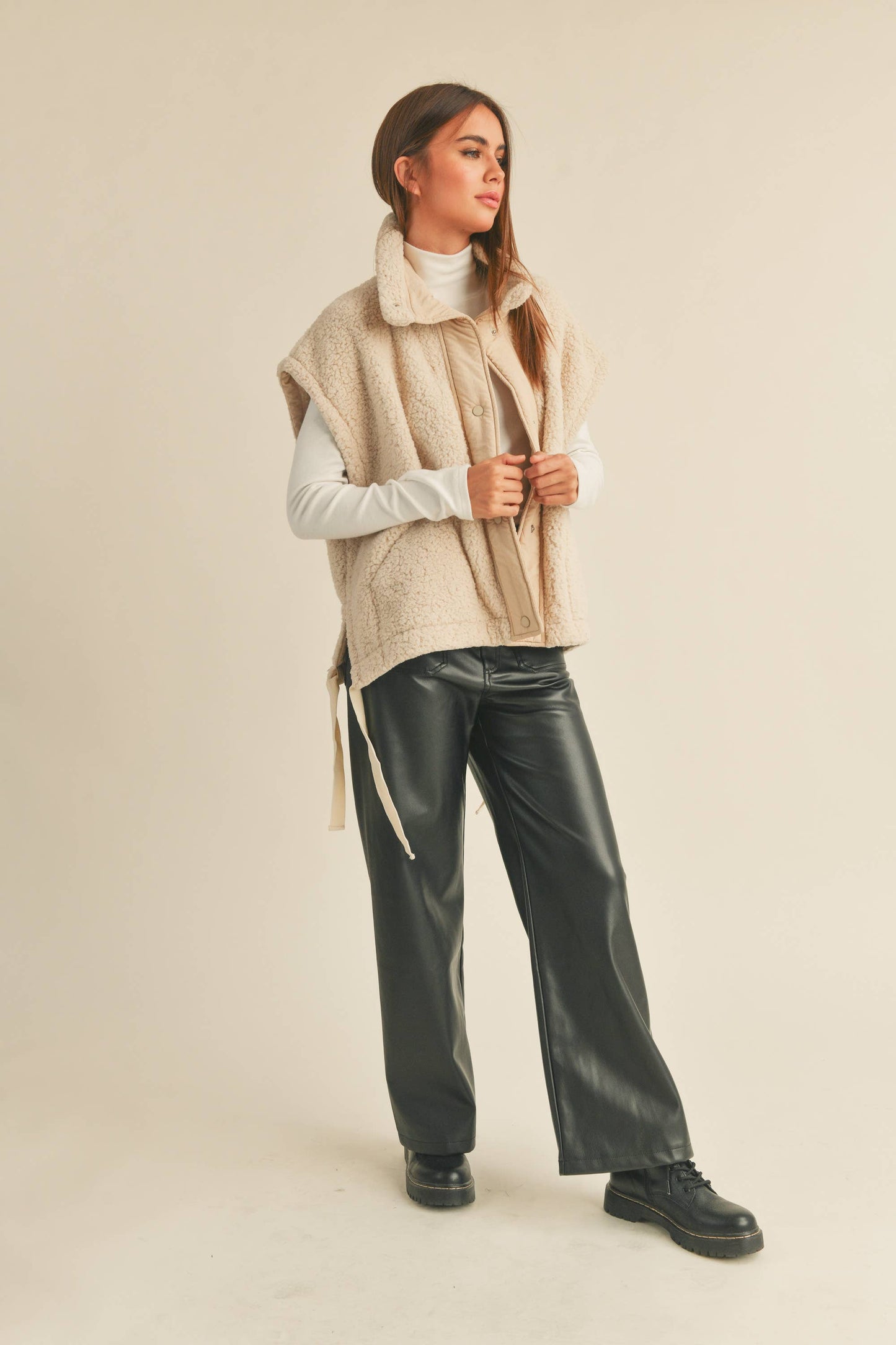 Olive Teddy Sherpa Oversized Vest