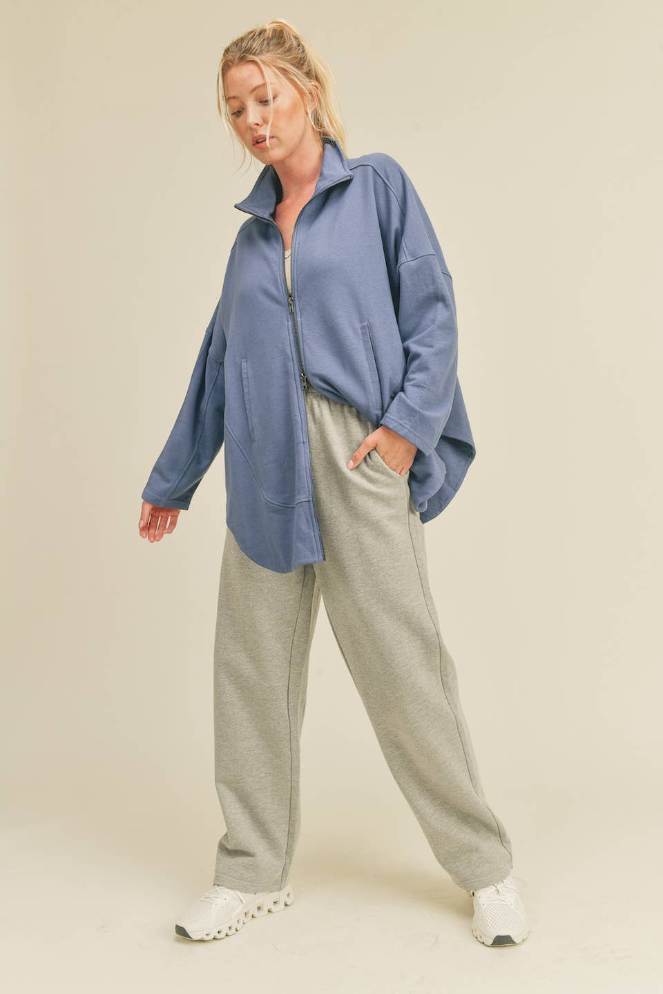 Blue Slouchy Oversized Silhouette Jacket