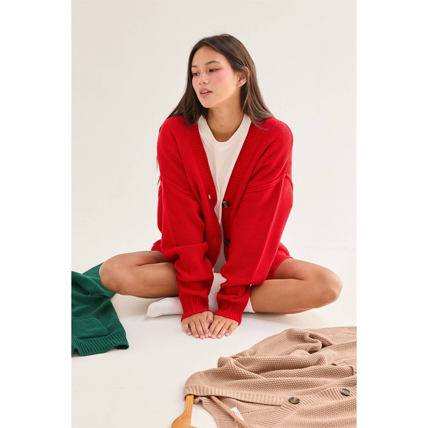 Loving Him is Red Button Front Cardi