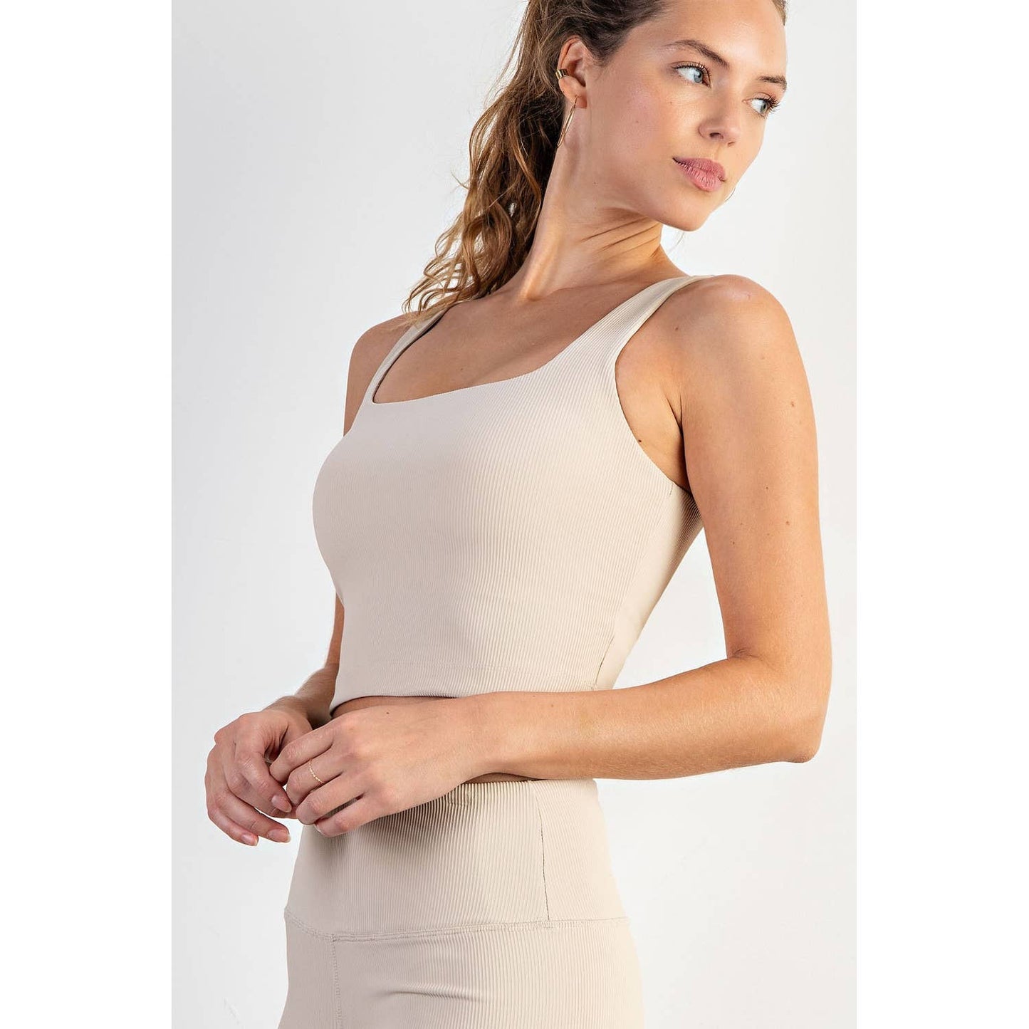 Nylon Rib Squareneck Crop