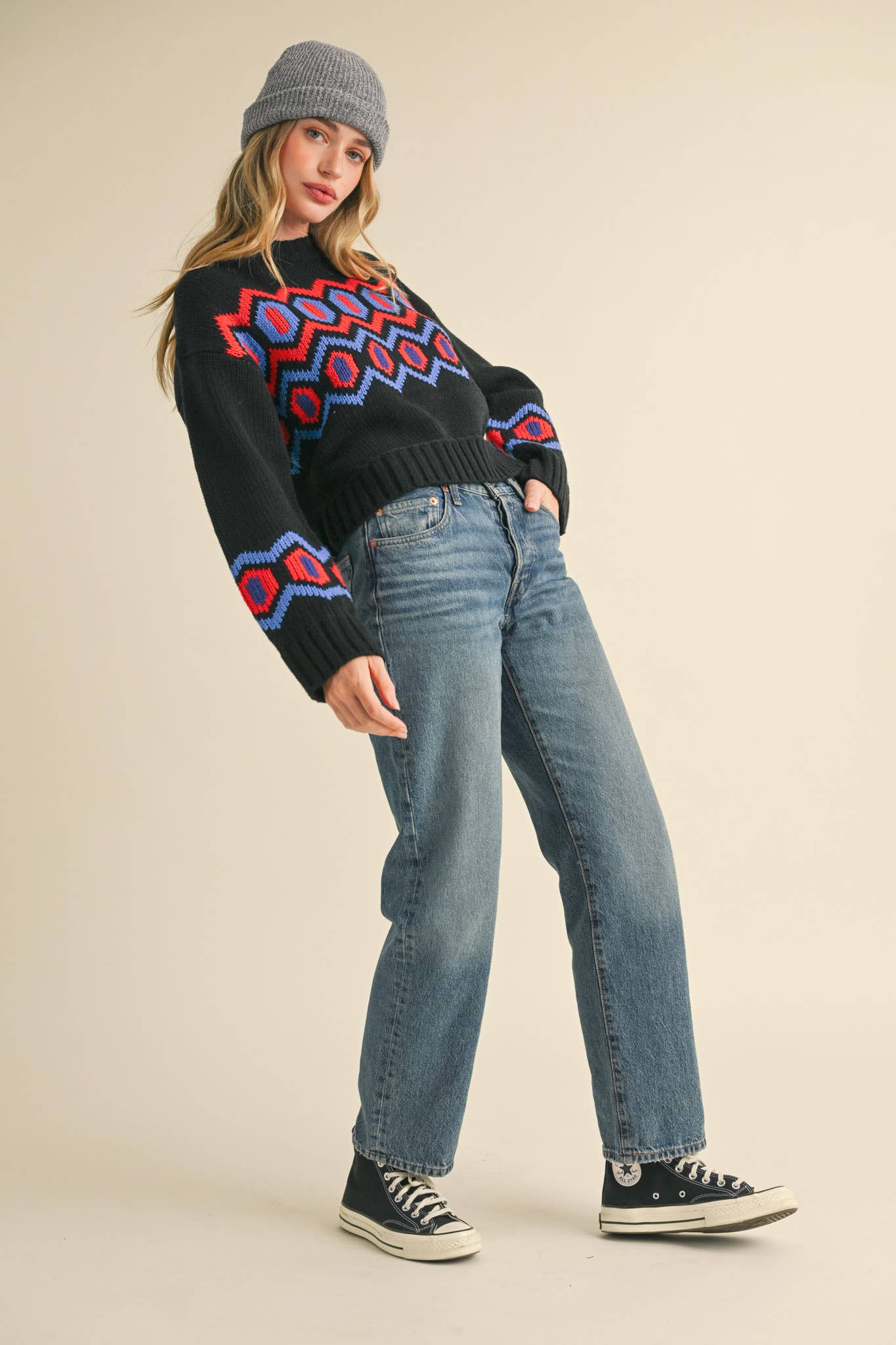 The Mistletoe Geo Sweater