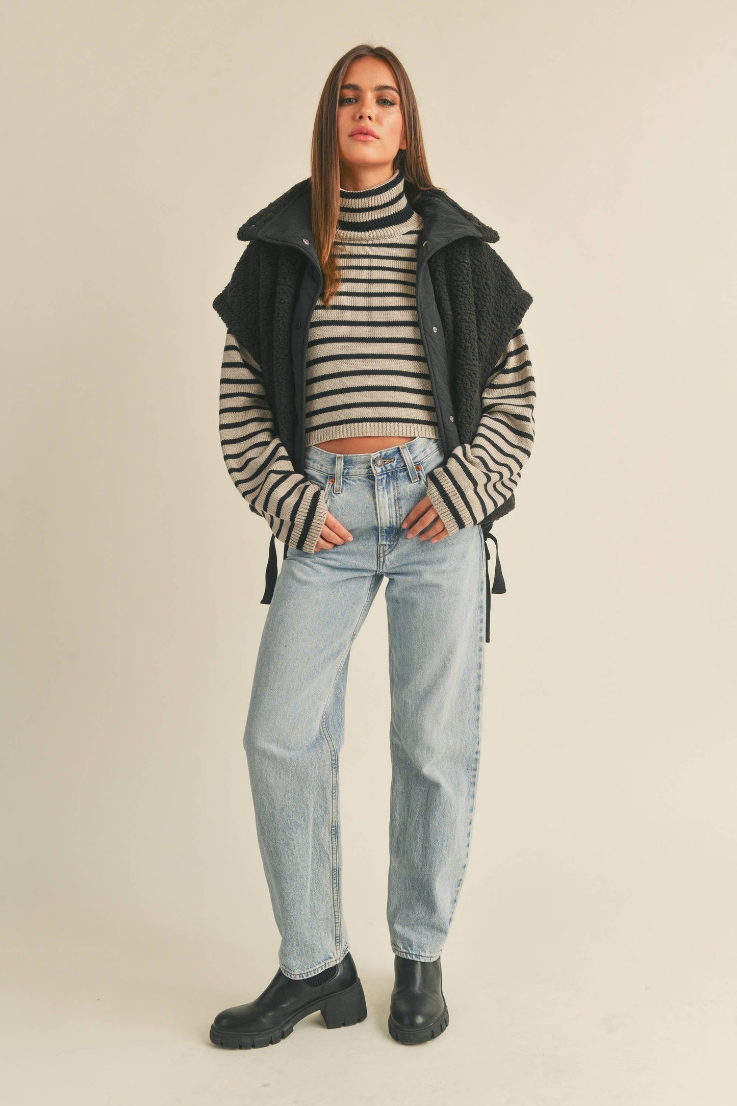 Olive Teddy Sherpa Oversized Vest