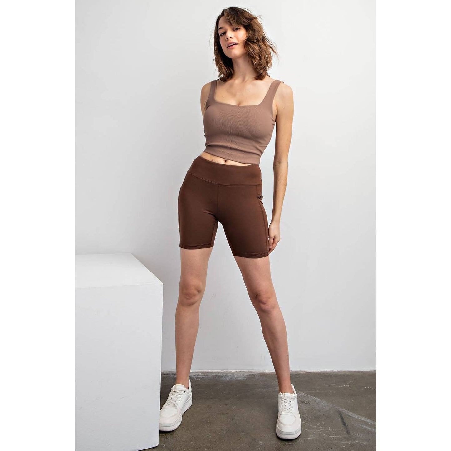 Nylon Rib Squareneck Crop