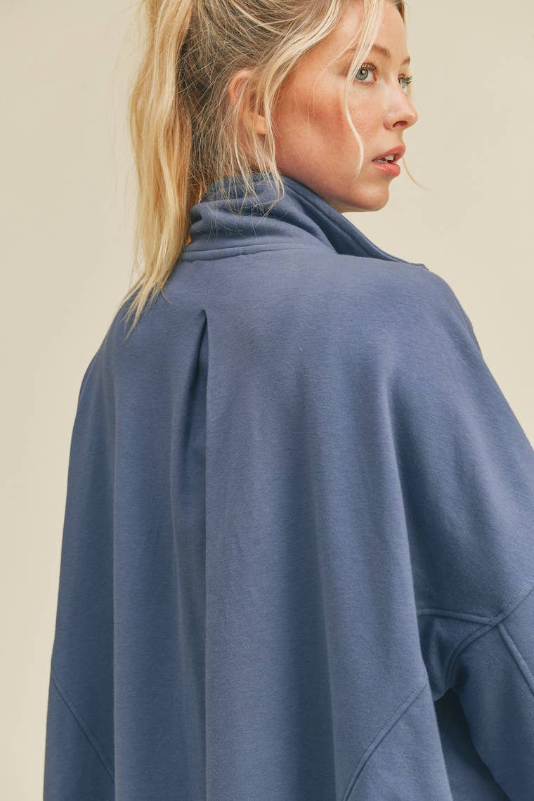 Blue Slouchy Oversized Silhouette Jacket