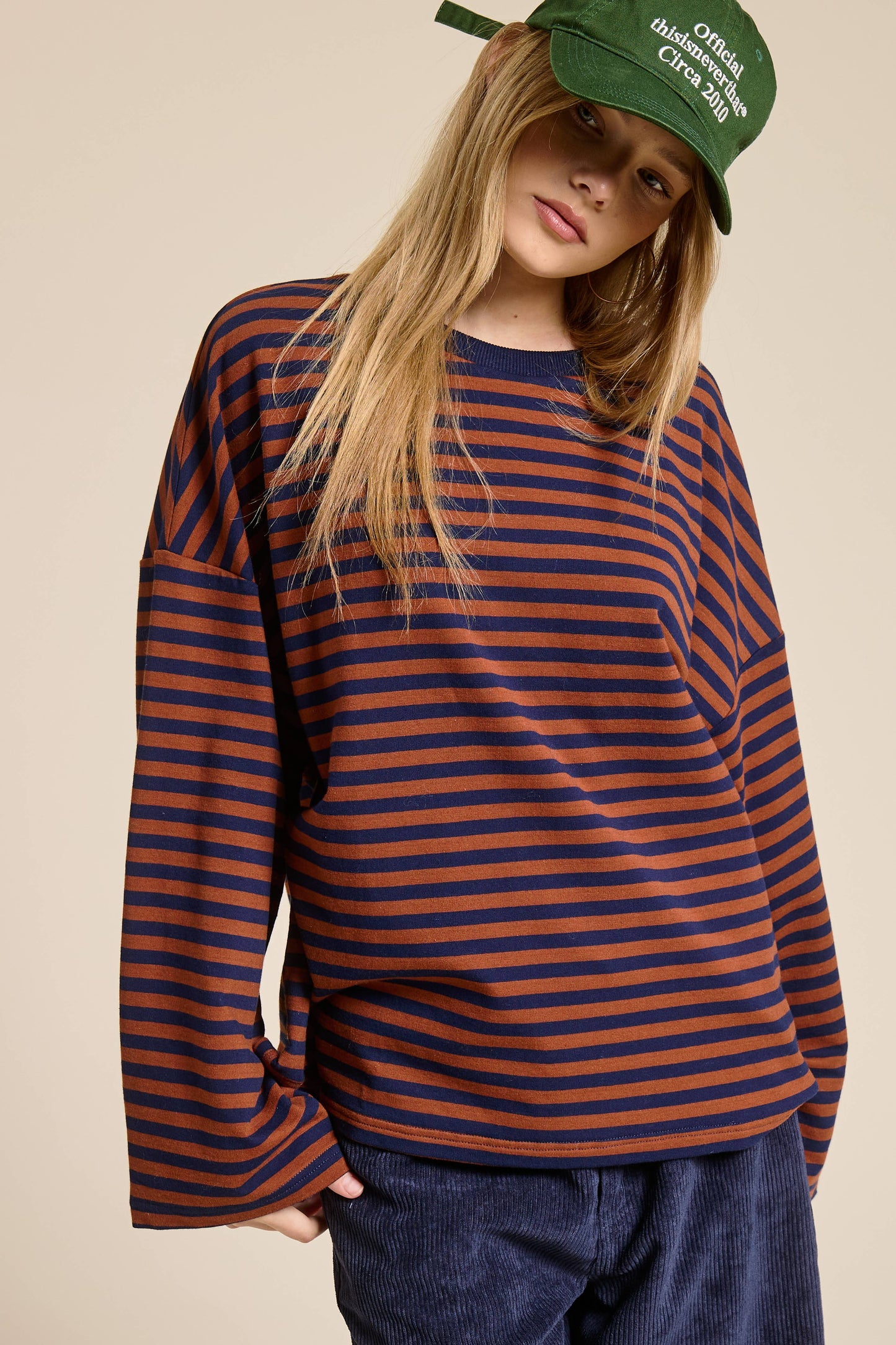 Retrograde Striped Terry Oversized Tee