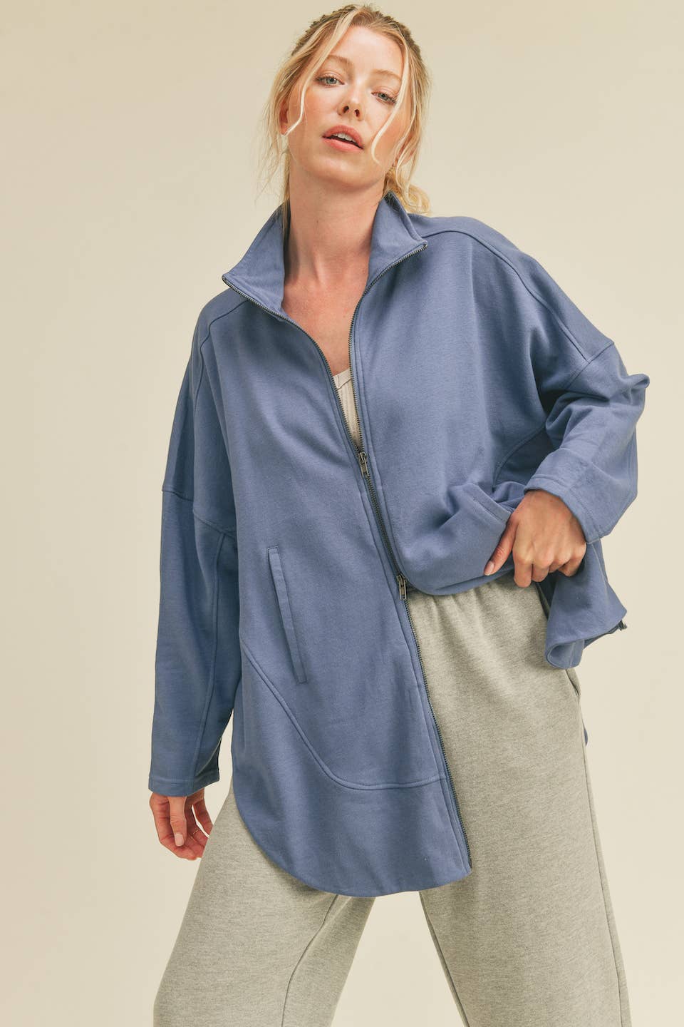 Blue Slouchy Oversized Silhouette Jacket