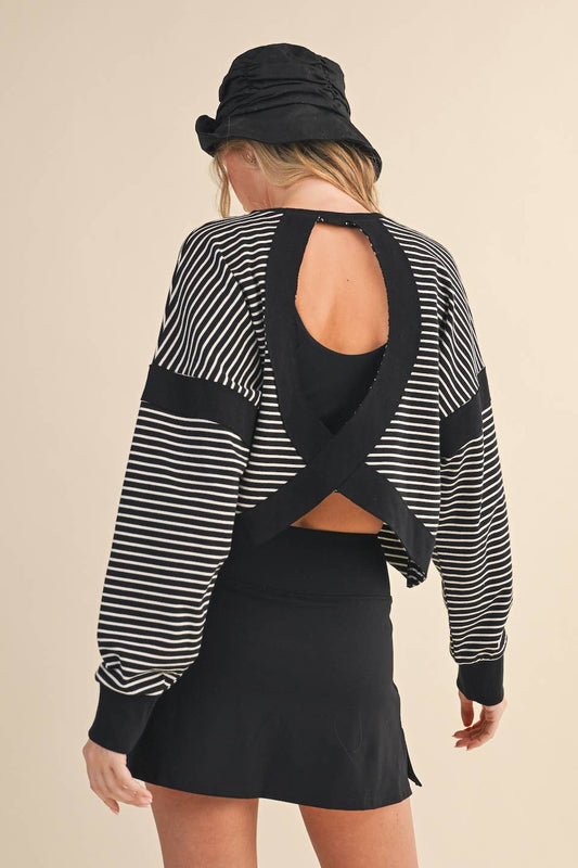 The Linear Stripe Cutout Back Sweatshirt