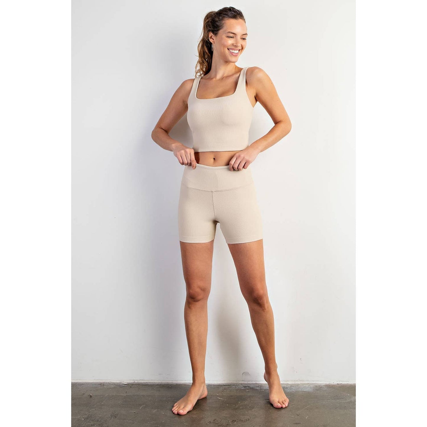 Nylon Rib Squareneck Crop