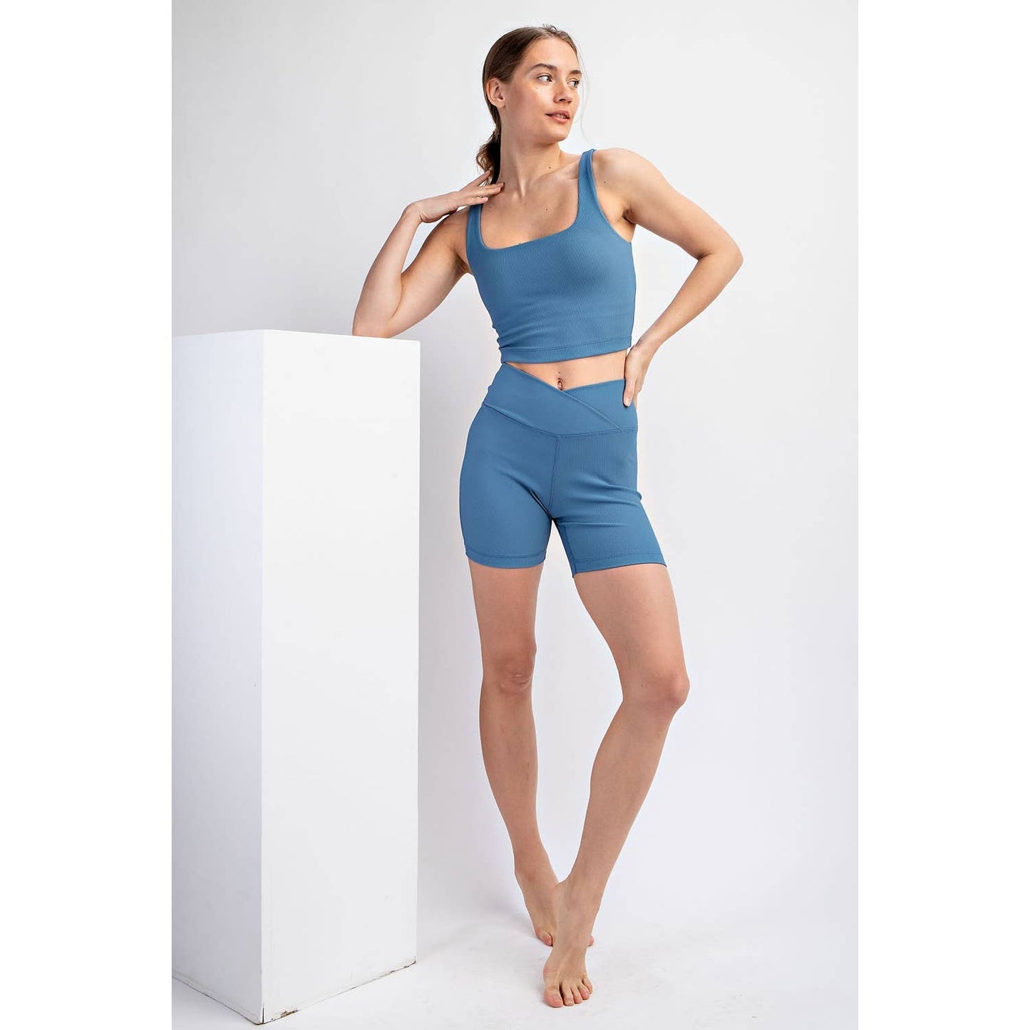 Nylon Rib Squareneck Crop