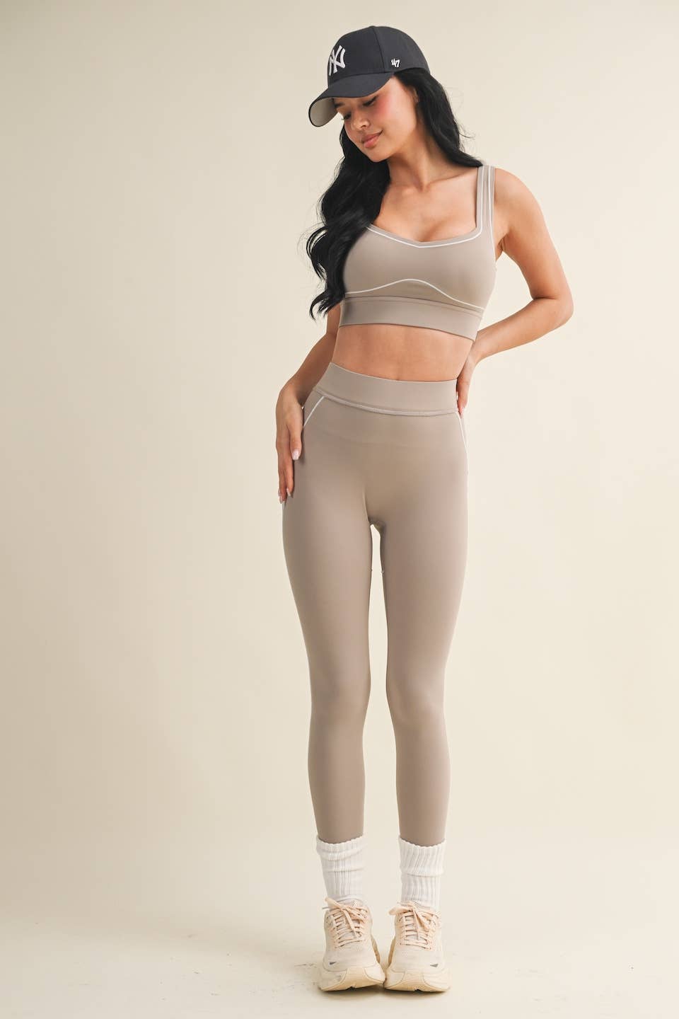 Heart Strings Contrast Thread Sports Bra
