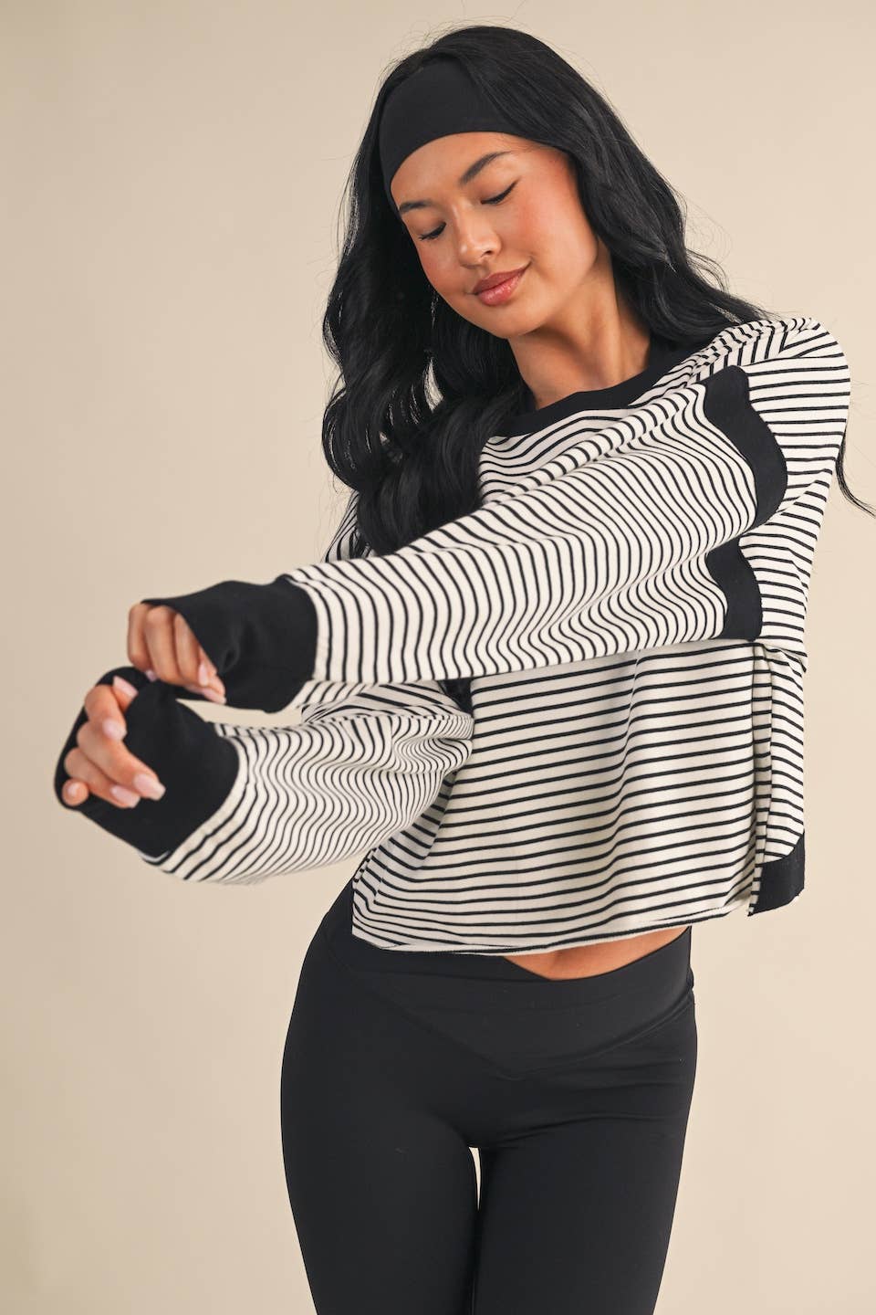 The Linear Stripe Cutout Back Sweatshirt