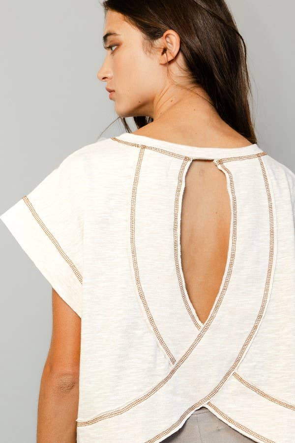 Open Back Reverse Stitched Crop Top