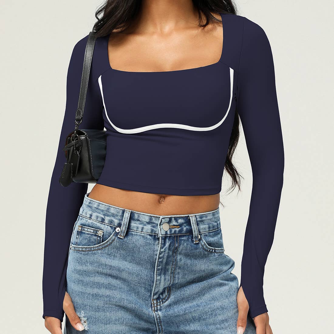 Long Sleeve Contrast Top