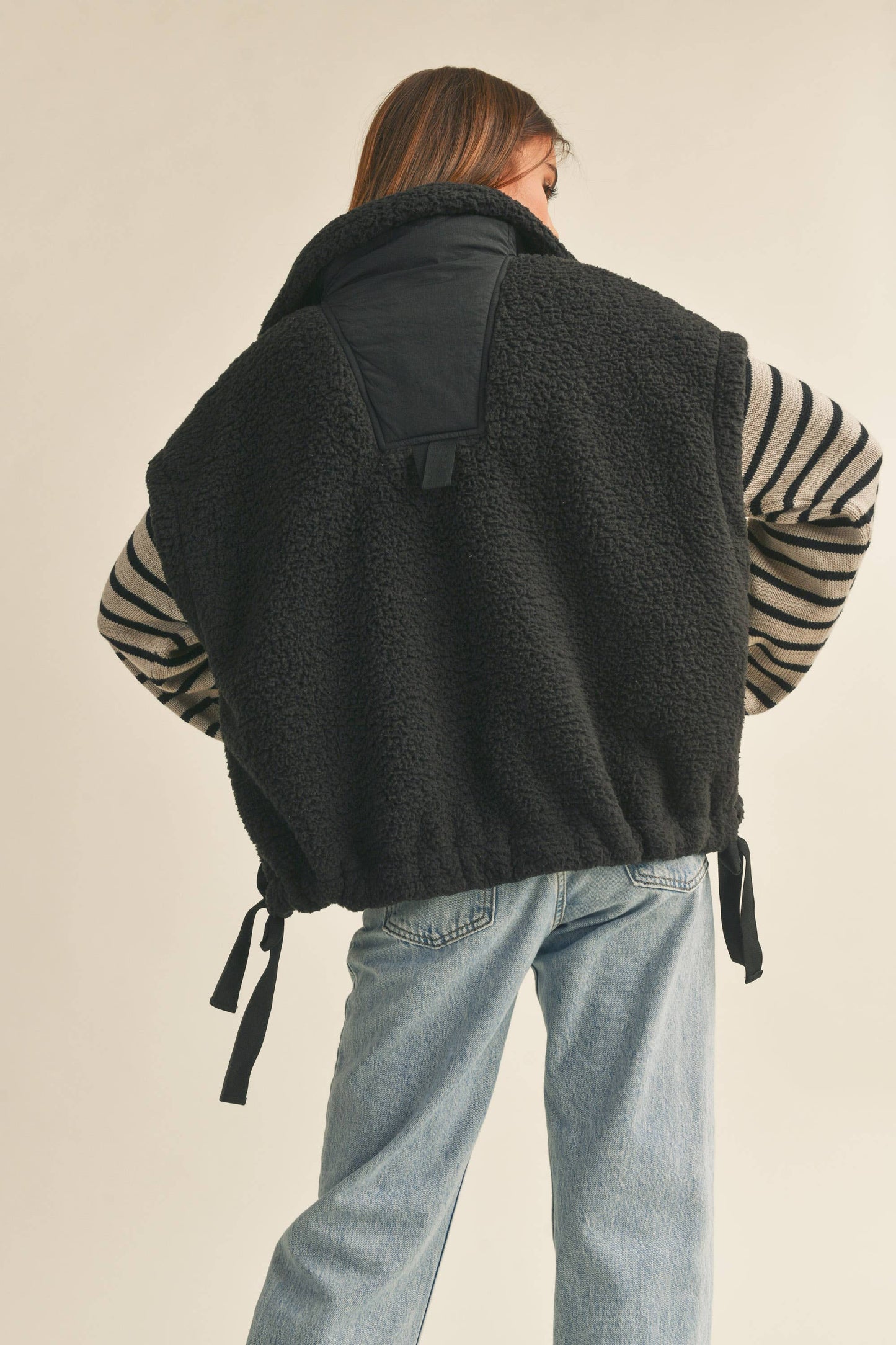 Olive Teddy Sherpa Oversized Vest