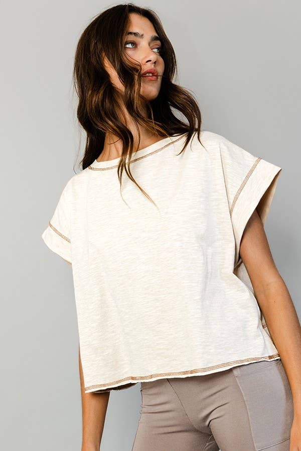 Open Back Reverse Stitched Crop Top