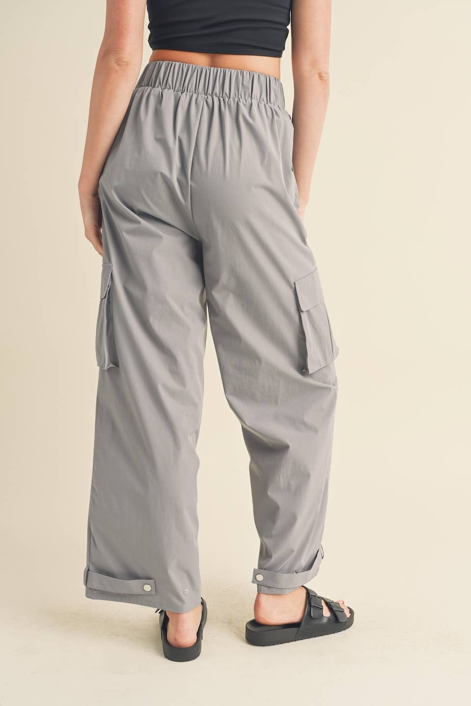 Lightweight Nylon Wide Leg Cargo Pant