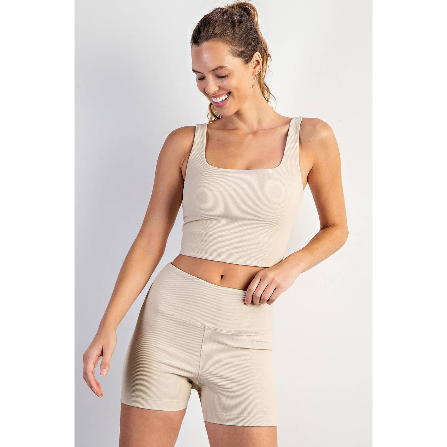 Nylon Rib Squareneck Crop