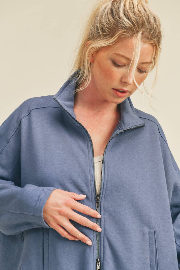 Blue Slouchy Oversized Silhouette Jacket