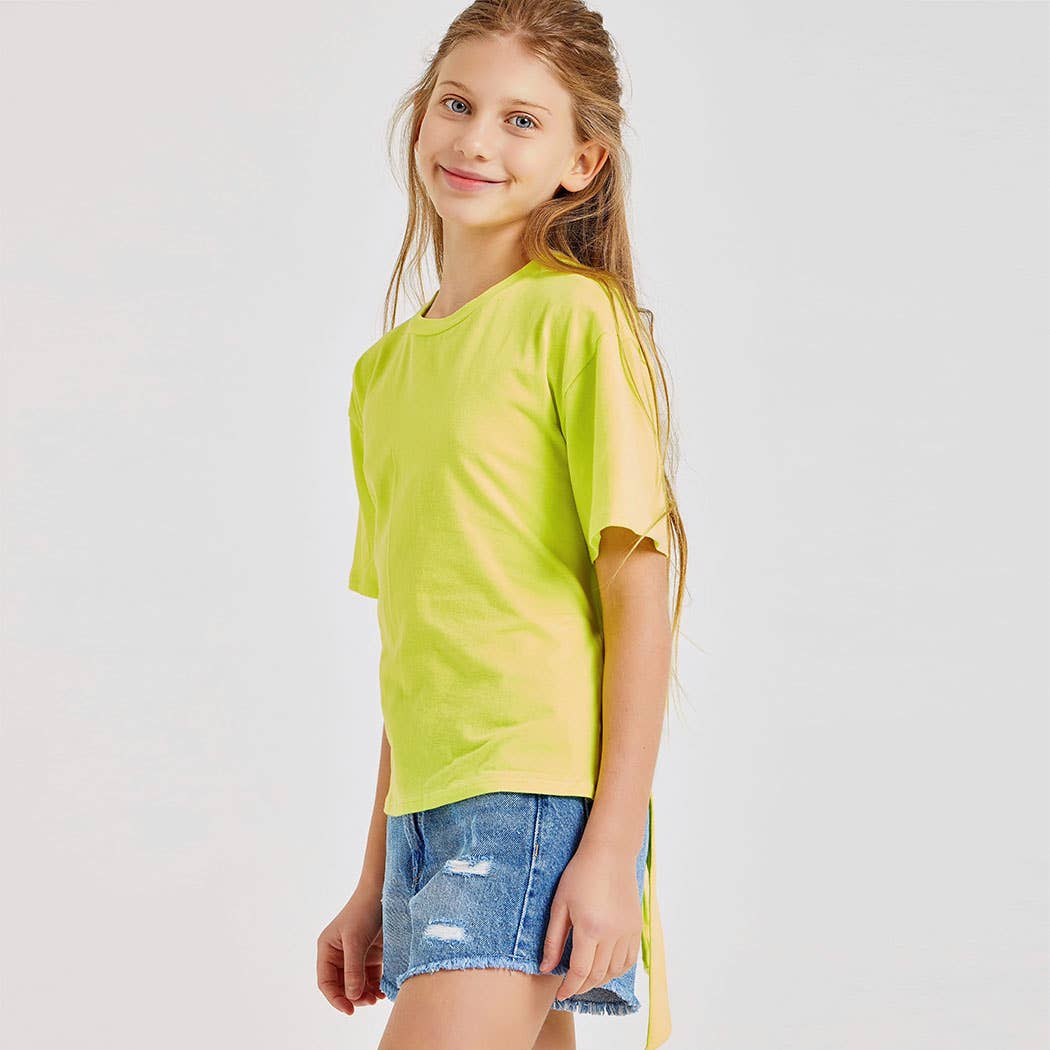 Kids Open Back Knit Top- Neon Yellow