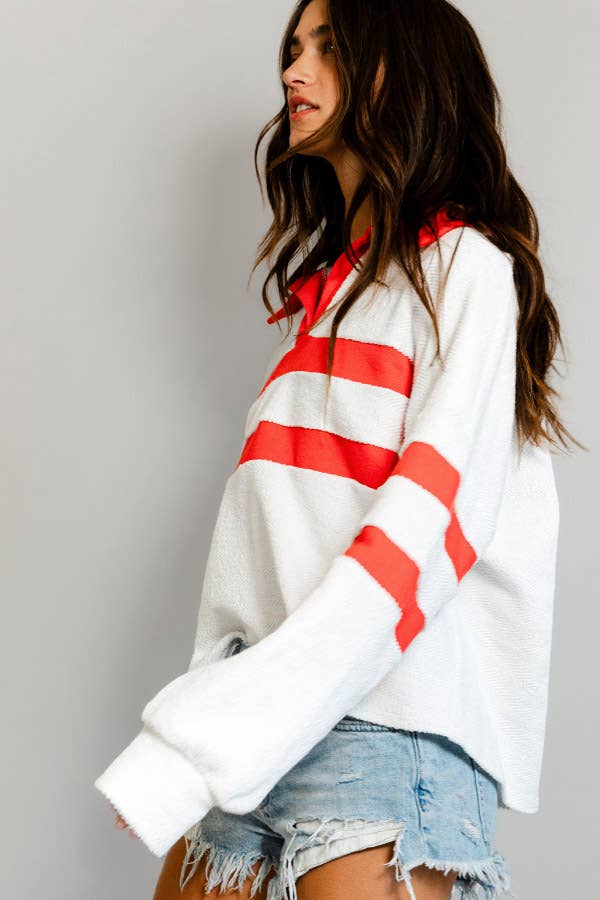 Collared Contrast Top