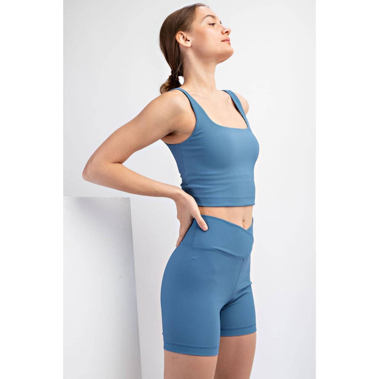 Nylon Rib Squareneck Crop