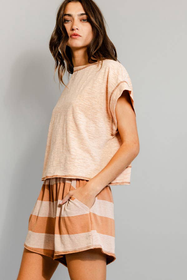 Open Back Reverse Stitched Crop Top