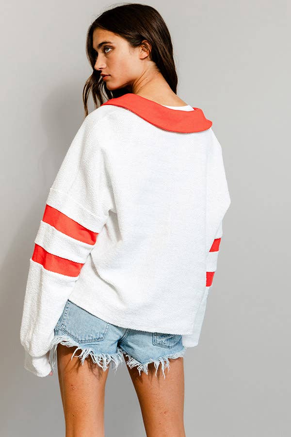 Collared Contrast Top