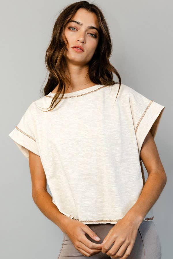 Open Back Reverse Stitched Crop Top