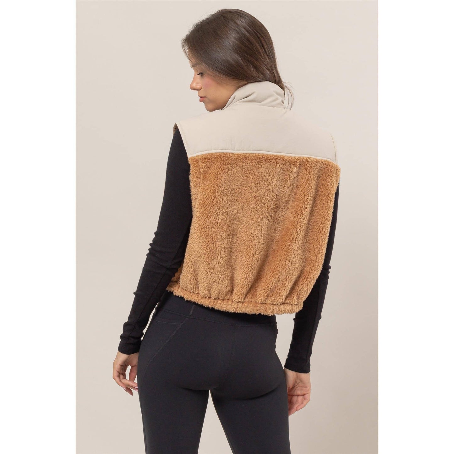 Faux Shearling Half Zip Vest