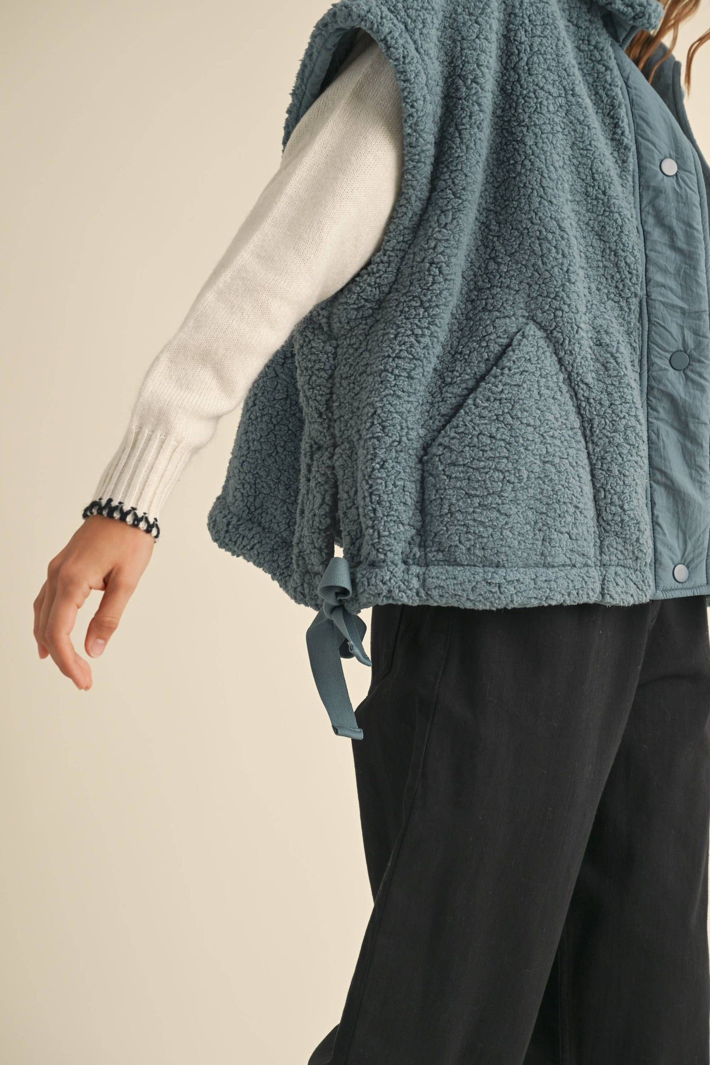 Olive Teddy Sherpa Oversized Vest