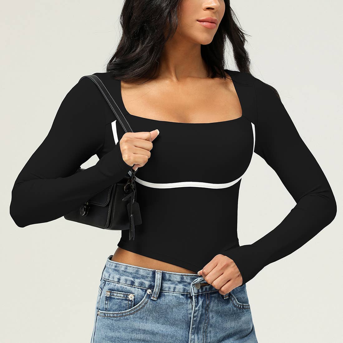 Long Sleeve Contrast Top