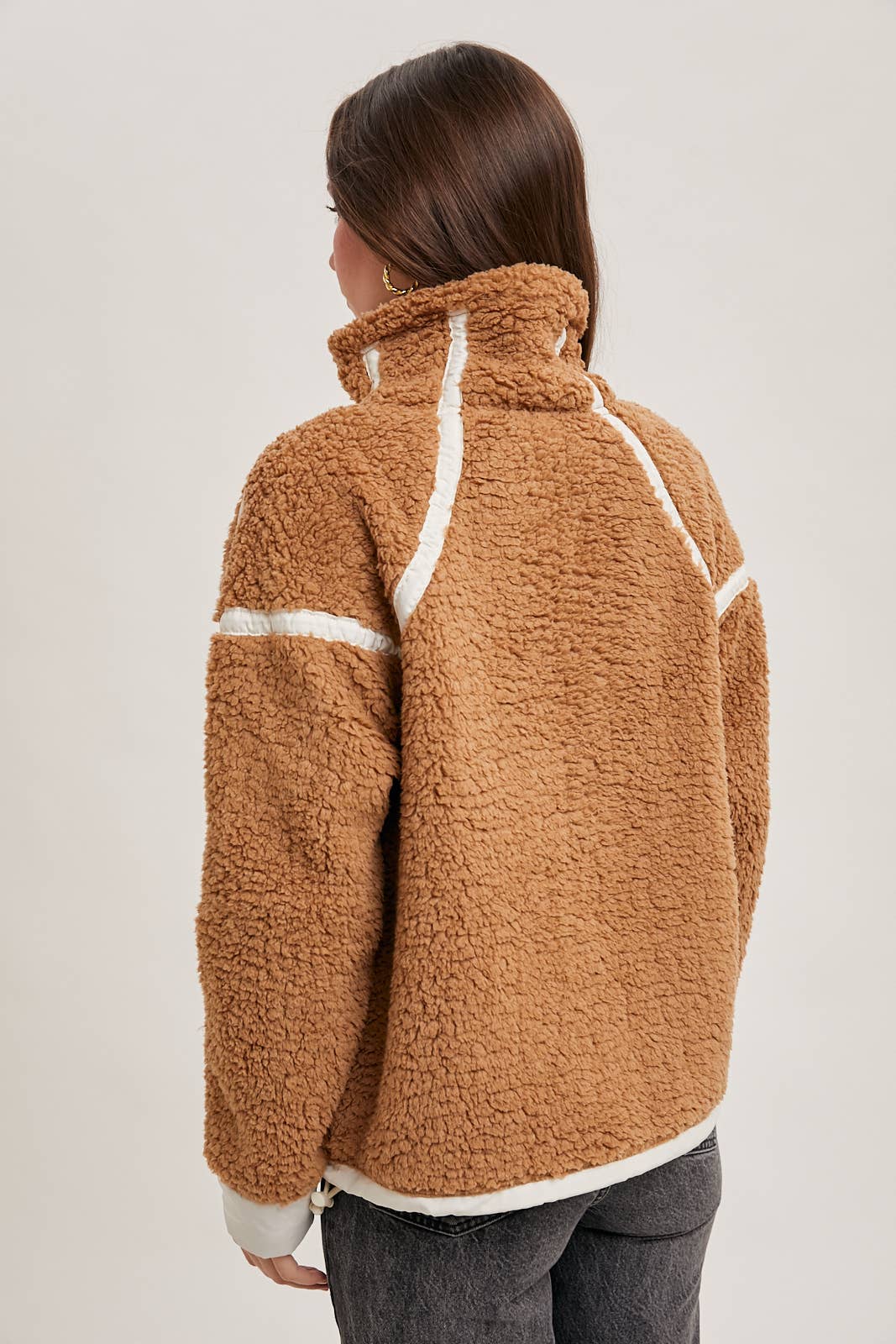 Half Zip Sherpa Jacket w/ Contrast Detail