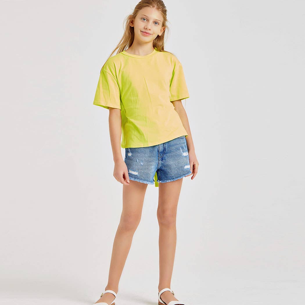 Kids Open Back Knit Top- Neon Yellow