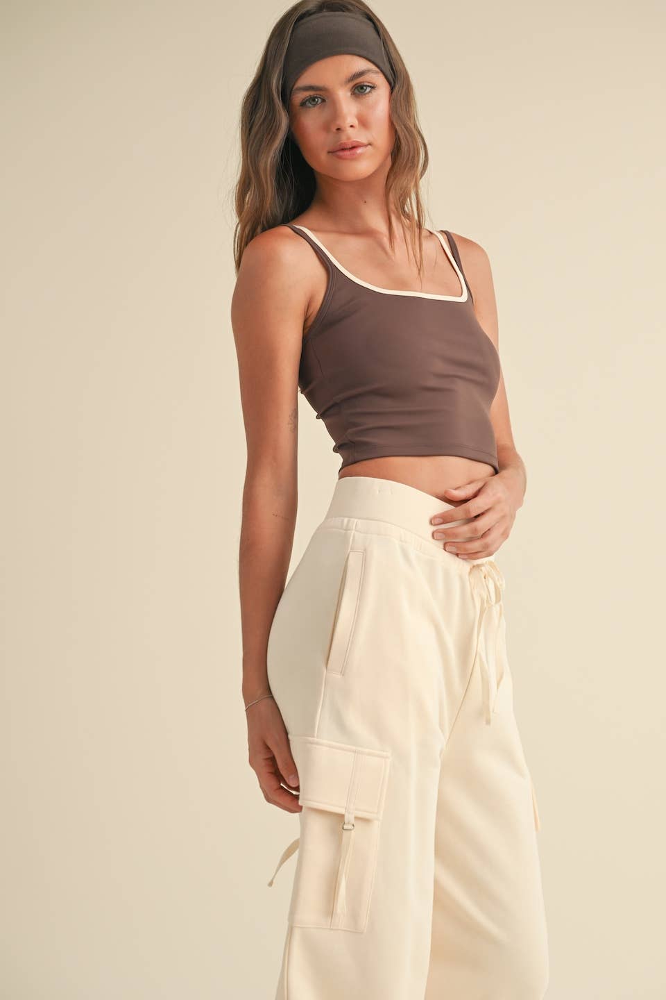 Sage Two Tone Layered Cami Top