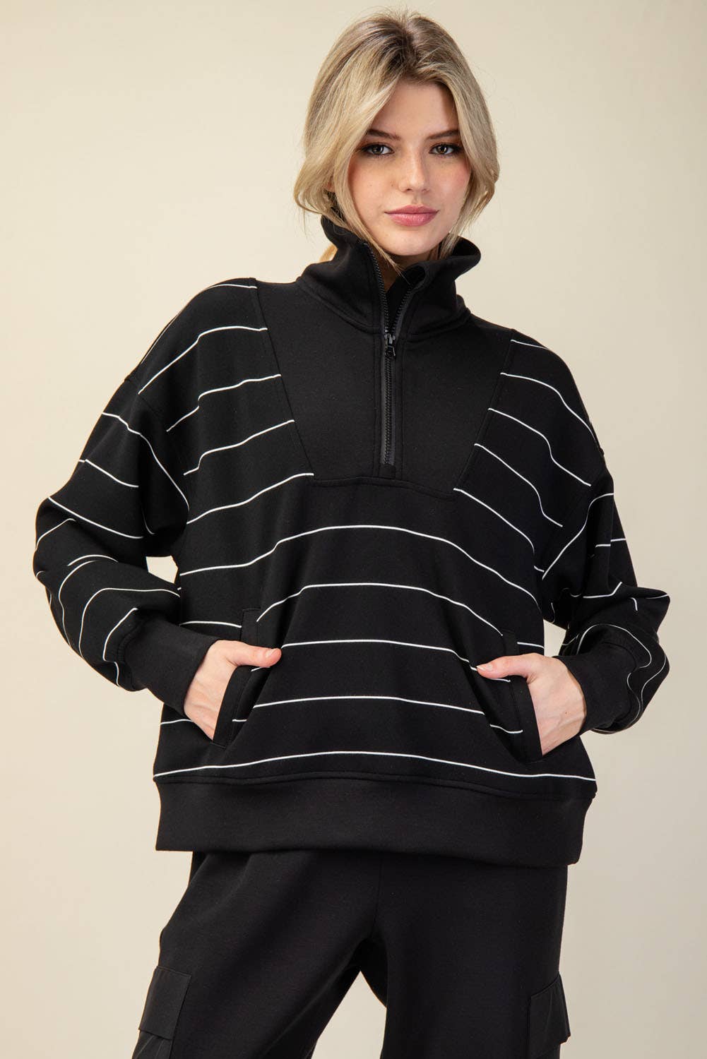 Modal Striped Quarter Zip