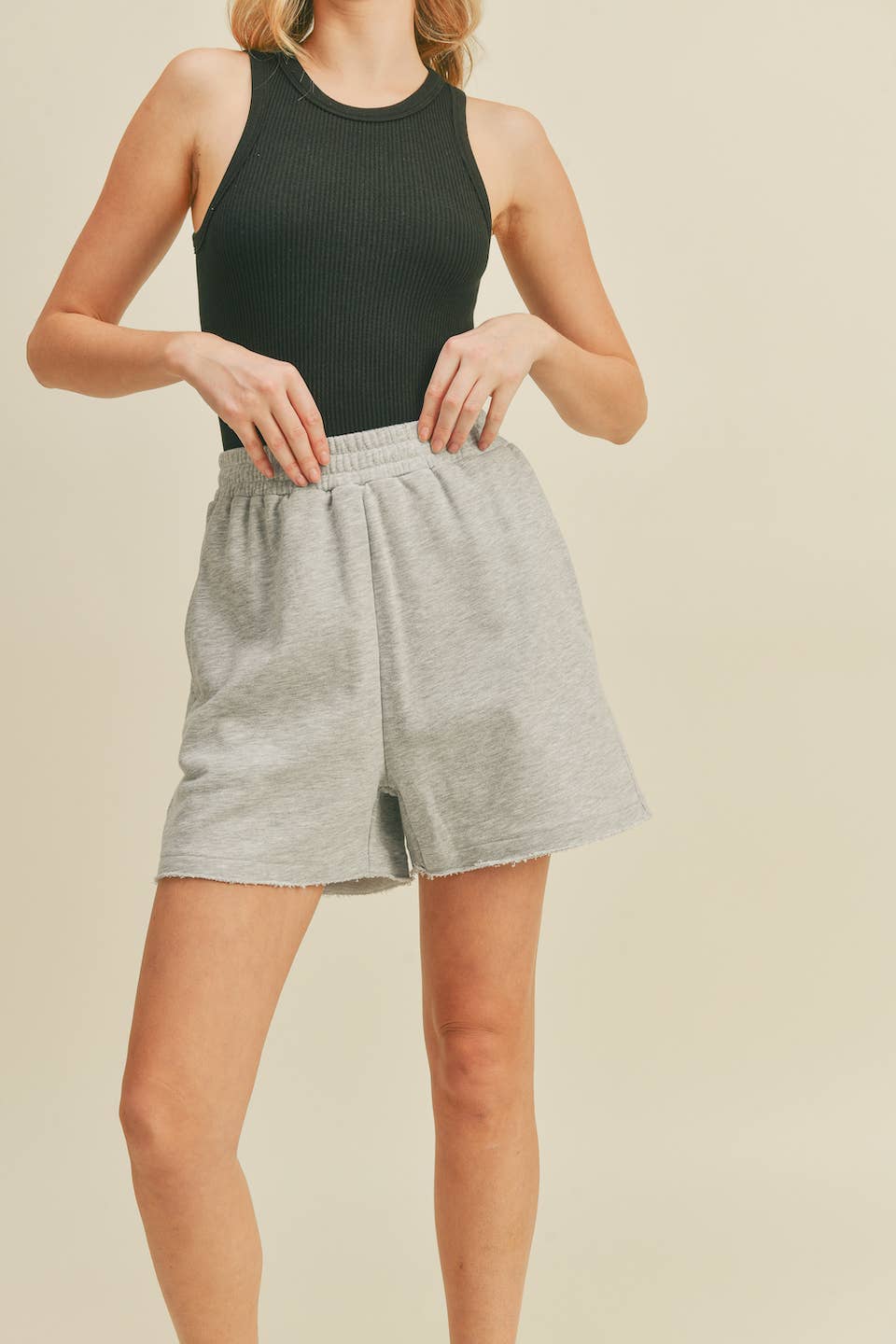 Grey High Waist Sweat Short