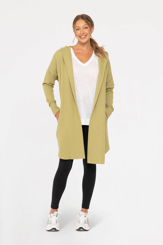 Open Front Longline Hooded Cardigan