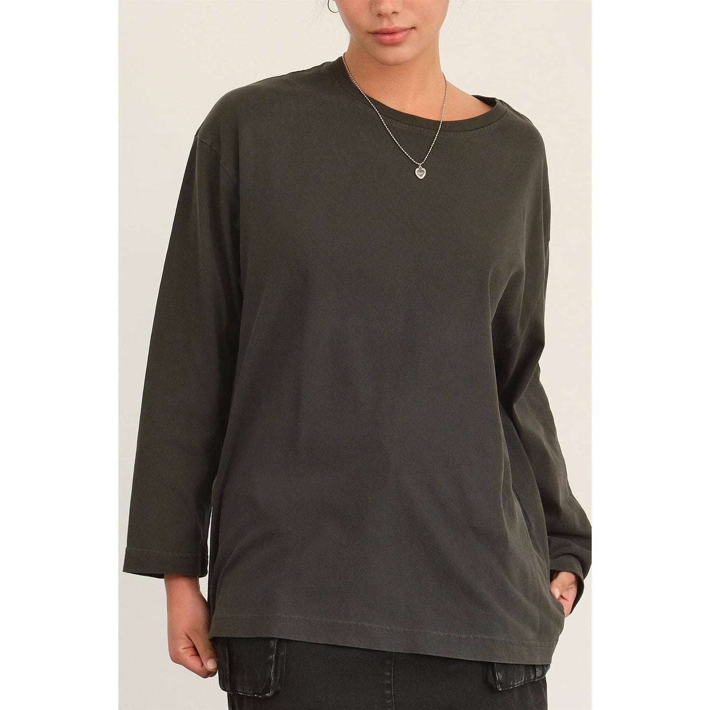 OVERSIZED CREW NECK LONG SLEEVE TEE